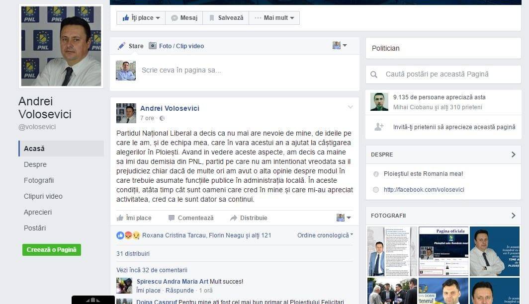 Volosevici şi-a anunţat demisia din PNL Volosevici şi-a anunţat demisia din PNL