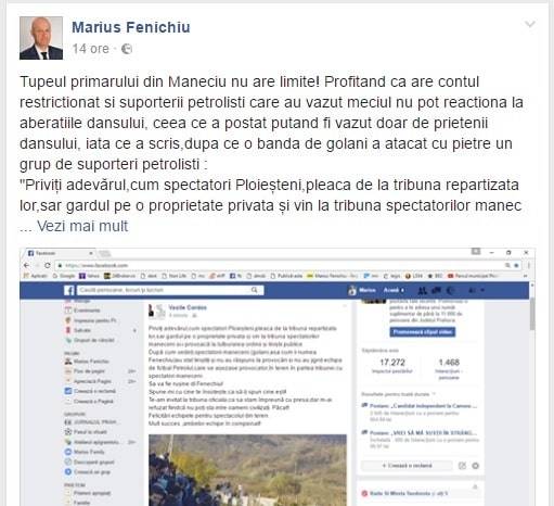 Meciul Marius Fenichiu – Vasile Cordoş a intrat în prelungiri Meciul Marius Fenichiu – Vasile Cordoş a intrat în prelungiri