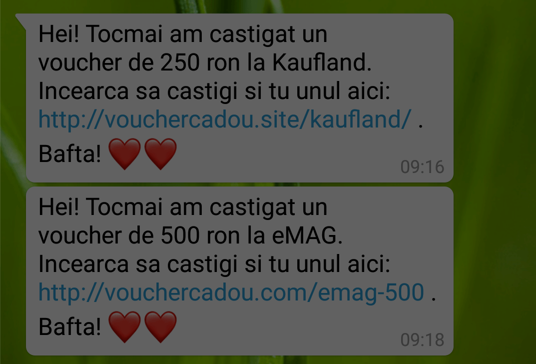Ţeapă cu vouchere cadou la Kaufland, Emag şi Tarom pe WhatsApp. Precizările companiilor Ţeapă cu vouchere cadou la Kaufland, Emag şi Tarom pe WhatsApp. Precizările companiilor