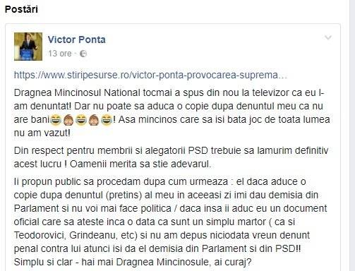 Victor Ponta: “Dragnea, Mincinosul Naţional”
