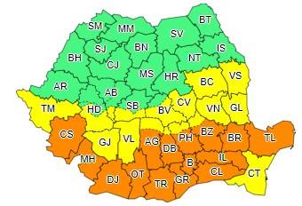 Cod portocaliu de ninsoare şi polei în Prahova