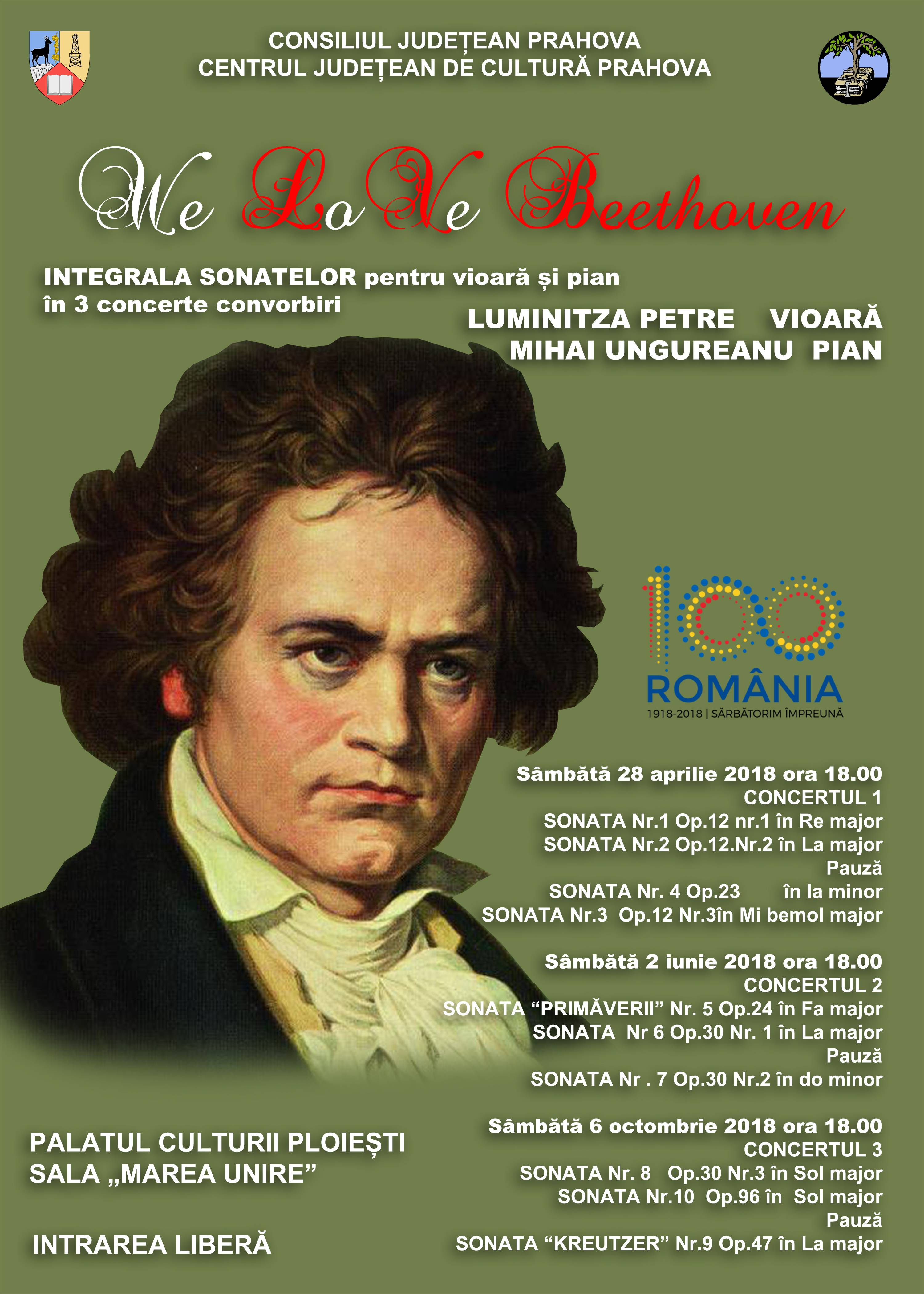 Concert Beethoven cu intrare liberă, la Palatul Culturii