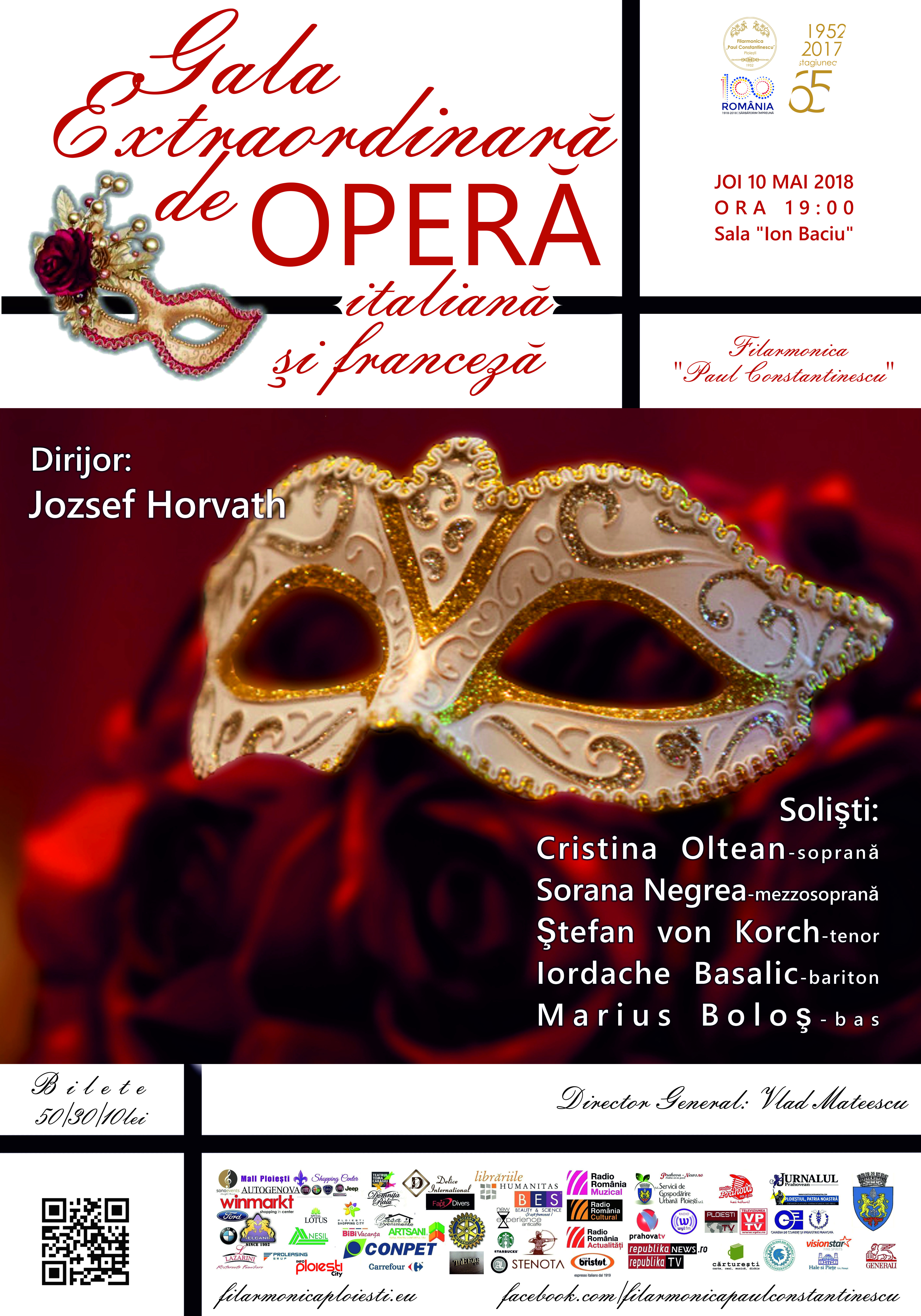 Joi, Gala Extraordinară de OPERĂ italiană şi franceză