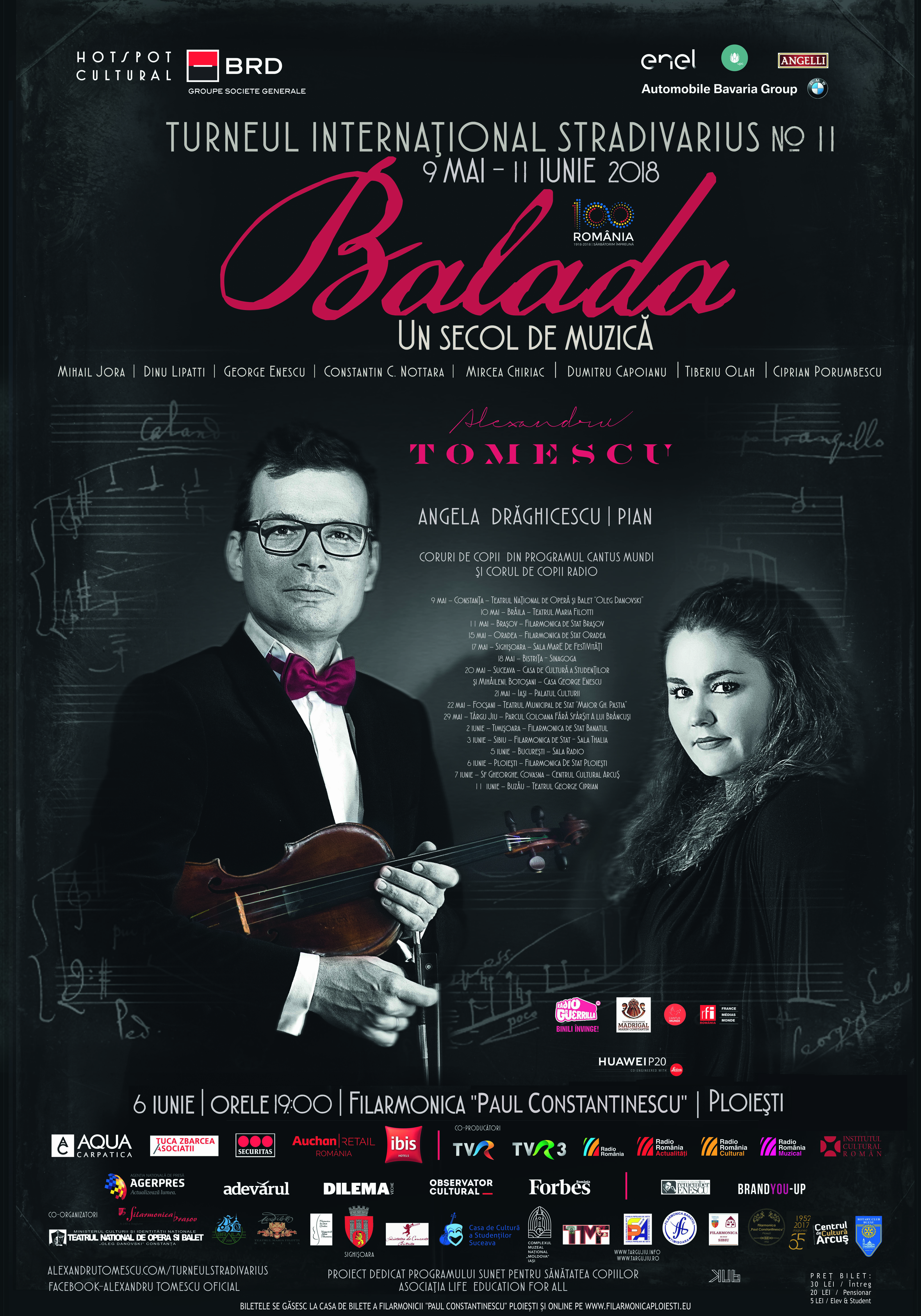 Recital Cameral – “Balada, un secol de muzică” în Turneul Internațional Stradivarius