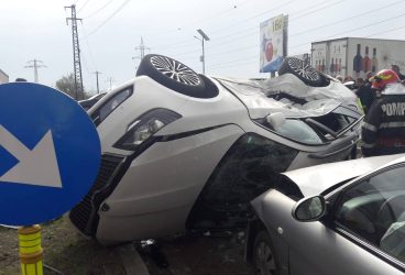 Accident pe centura Ploieştiului cu maşini răsturnate şi… înger păzitor!