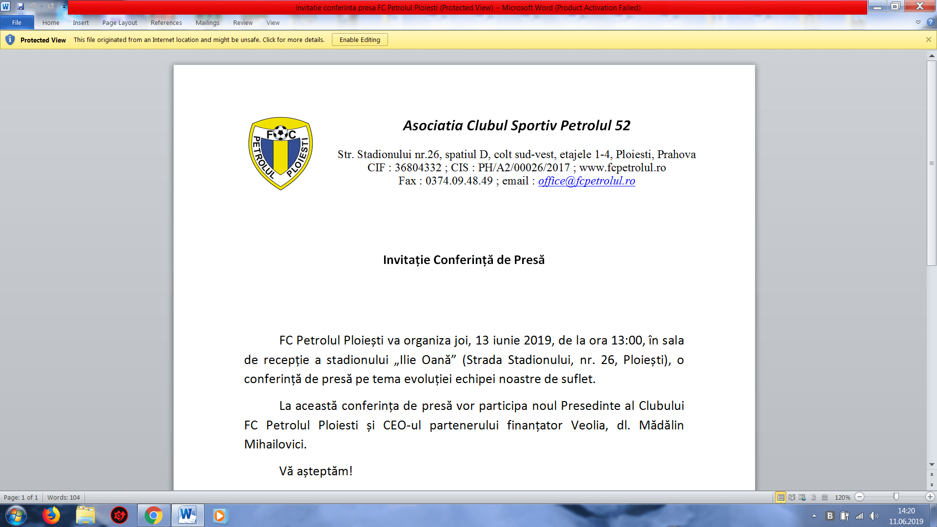 FC Petrolul își va prezenta joi, 13 iunie 2019, noul președinte executiv ales. “Vacanța informațională oficială” a luat sfârșit!