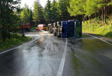 Cisternă cu lapte, răsturantă pe DN 1A