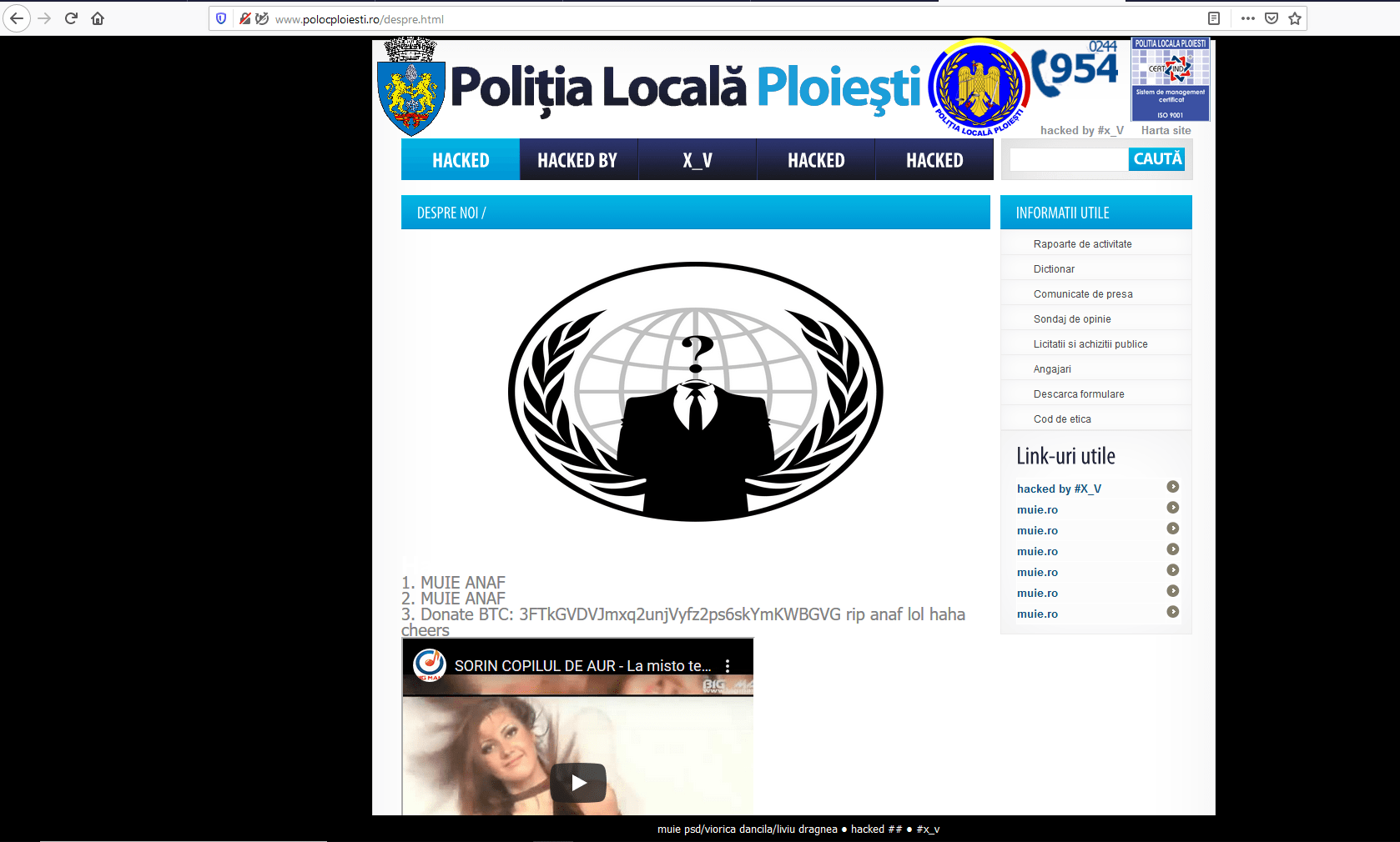 Site-ul Poliţiei Locale Ploieşti şi încărcat cu mesaje obscene (+18 ani)