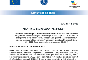 Granturi pentru capital de lucru acordate IMM-urilor