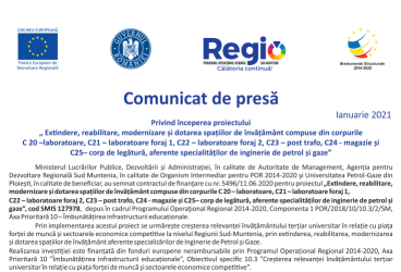 Anunț de presă Universitatea Petrol-Gaze din Ploieşti