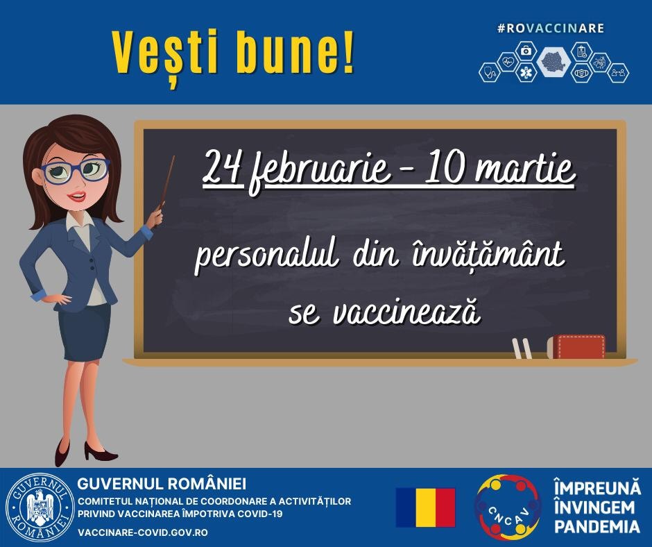 Începe vaccinarea cadrelor didactice! Începe vaccinarea cadrelor didactice!