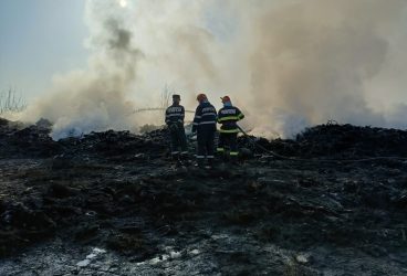 Pompierii au stins, toată noaptea, un incendiu de gunoi menajer la Bucov