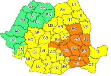 Cod portocaliu de ploi în județul Prahova, în week-end