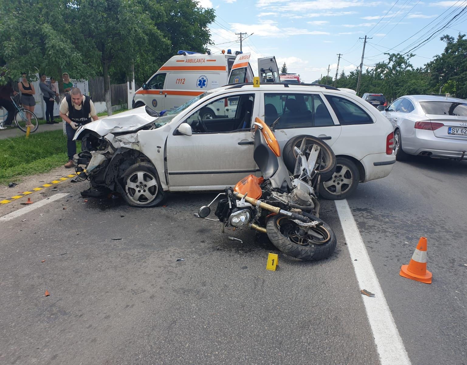 Motociclist, accidentat la Gura Vitioarei, a suferit amnezie retrogradă din cauza rănirii
