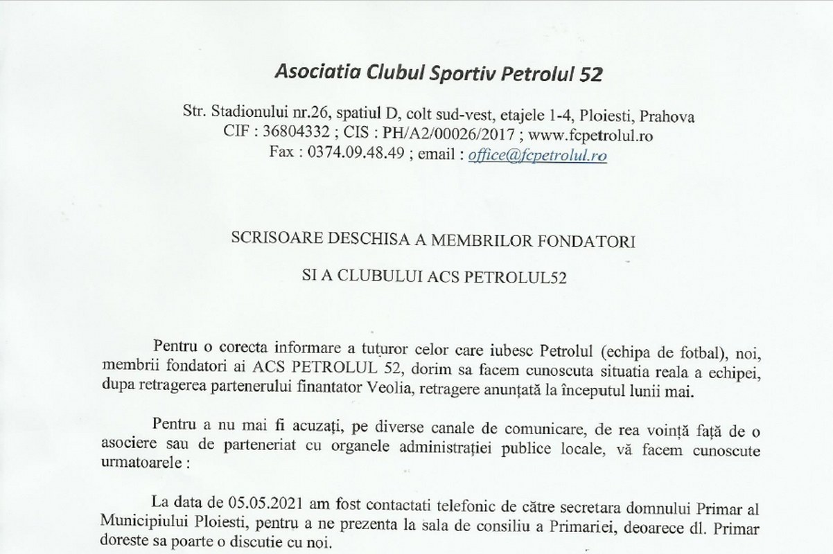 Cine vrea și cine nu vrea, de fapt, și de ce? Asta-i întrebarea pe care trebuie să și-o pună fanii ACS Petrolul ’52, după ce s-a făcut publică scrisoarea membrilor fondatori. Criticile de pe un site de suporteri ai echipei “lupilor”, fără a se stăpâni total tema unei asocieri, frizează ridicolul!