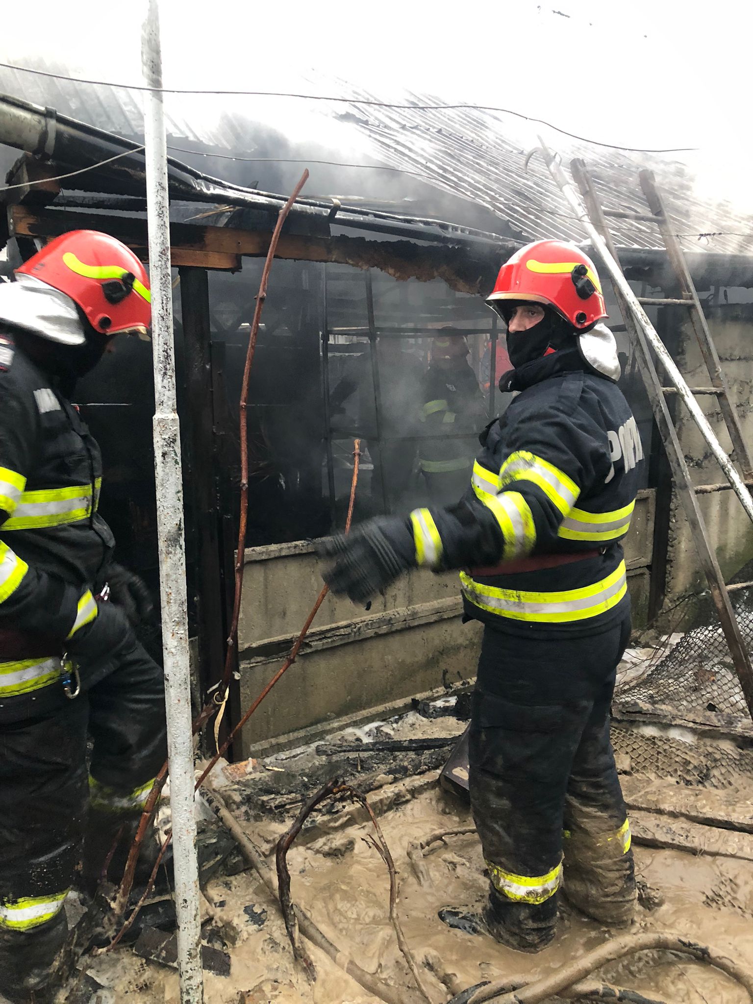 Imagini de la incendiul care a suprins două case, la Berceni