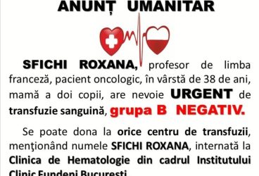 O profesoară din Ploiești are nevoie urgentă de sânge