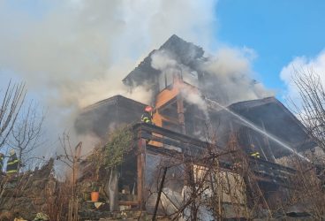 Imagini de la incendiul din Telega, care le-a dat de furcă pompierilor