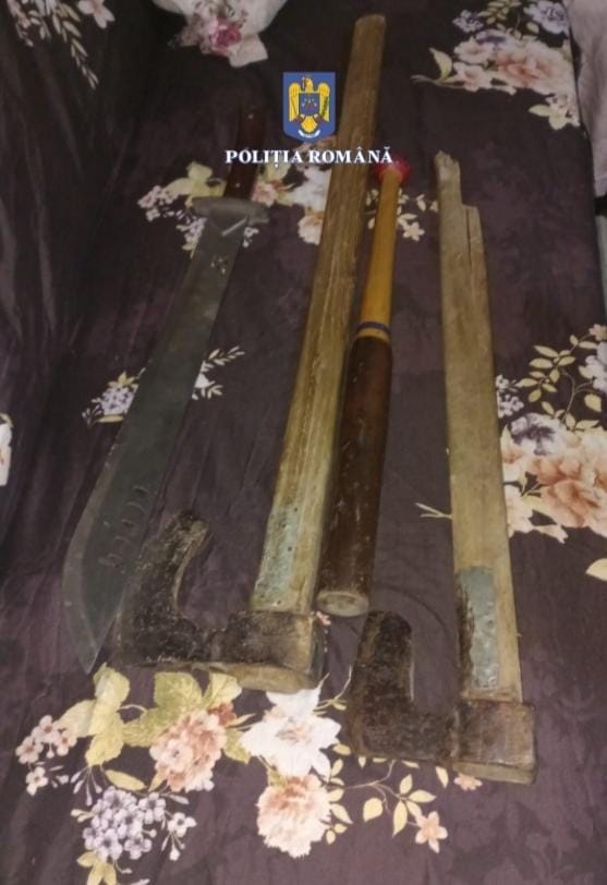 De la topoare și bâte, până la pistol – arsenal capturat la percheziții