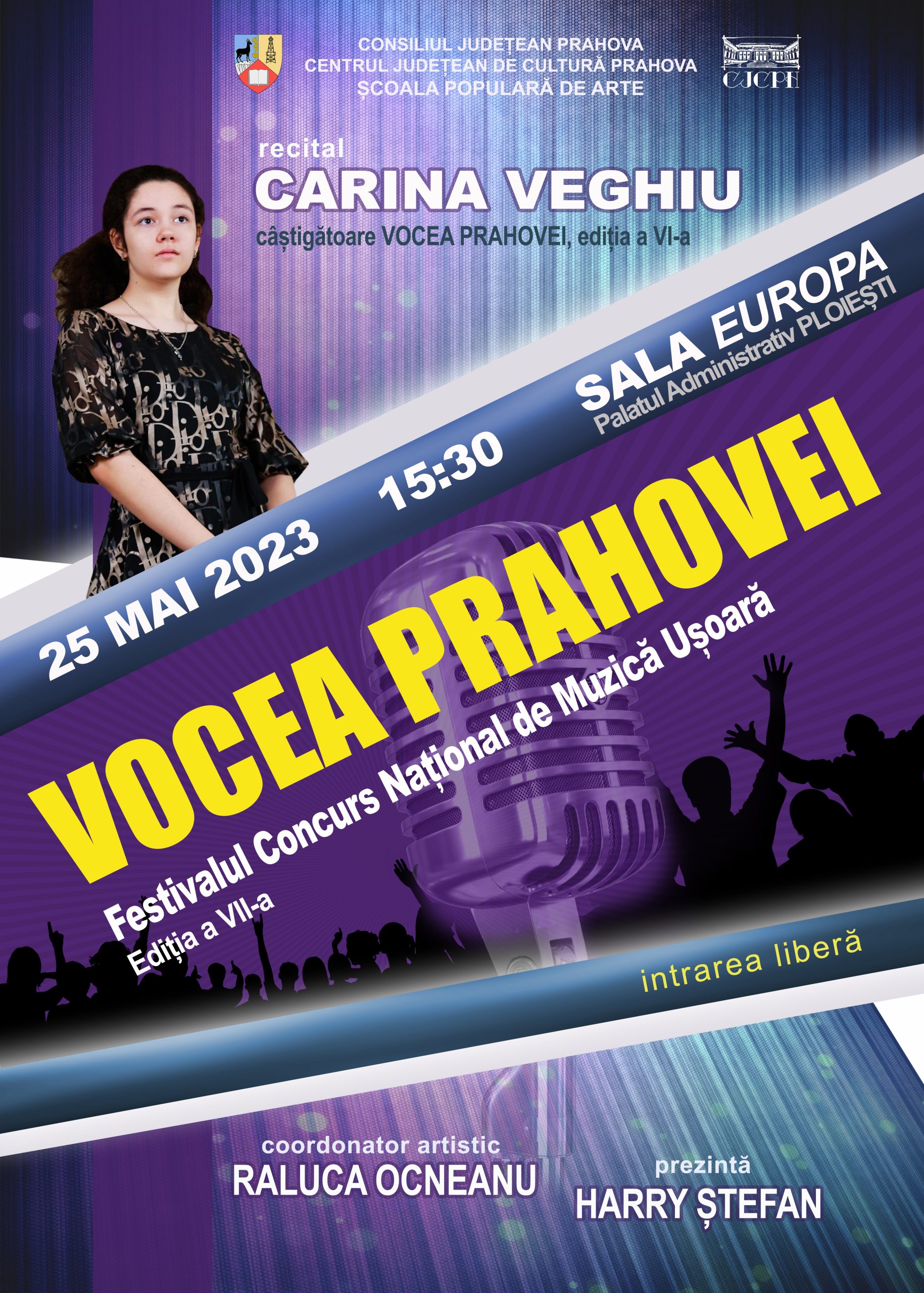 Festivalul-concurs Vocea Prahovei, joi, 25 mai, la Sala Europa a Palatului Administrativ Ploieşti