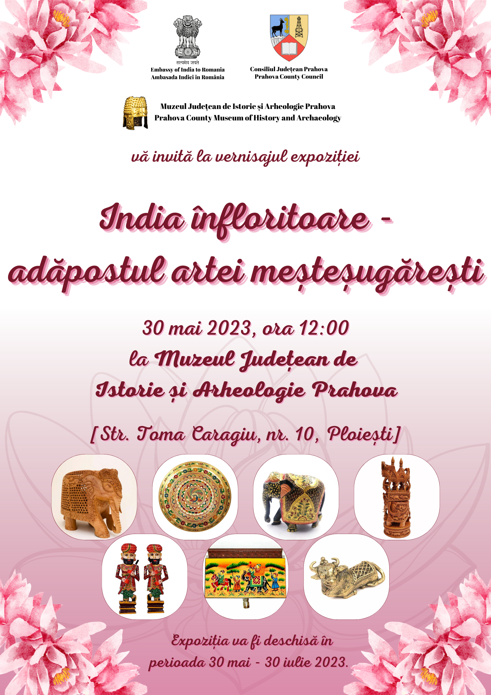 “India Înfloritoare – Adăpostul Artei Meșteșugărești”, expoziţie la Muzeul Județean de Istorie