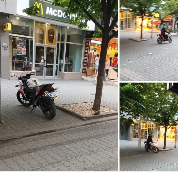 Intervenţie a Poliţiei Locale în cazul bărbatului care a mers cu motocicleta în zona pietonală din centrul Ploieştiului