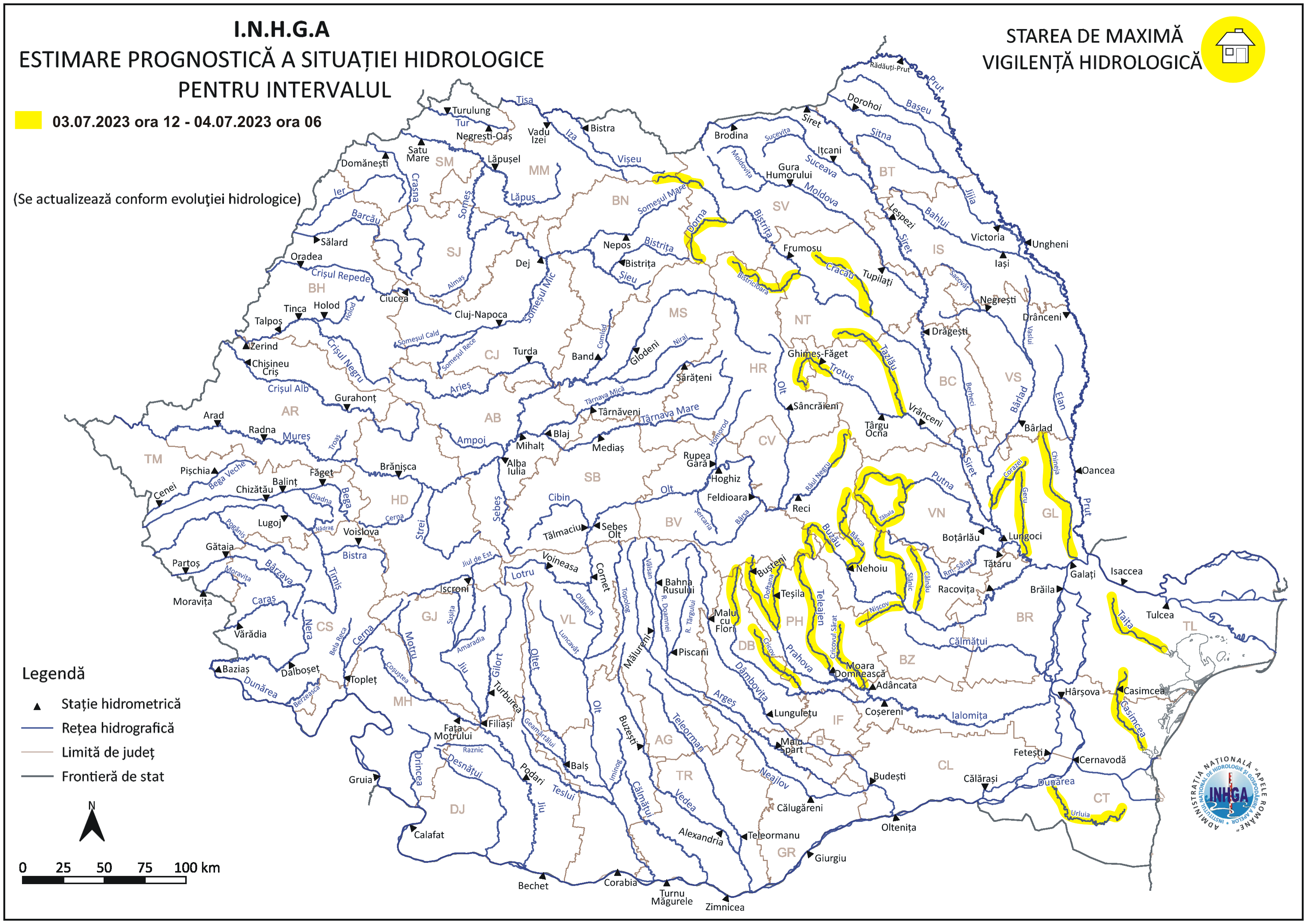Risc de viituri pe râuri din Prahova, până marți dimineață