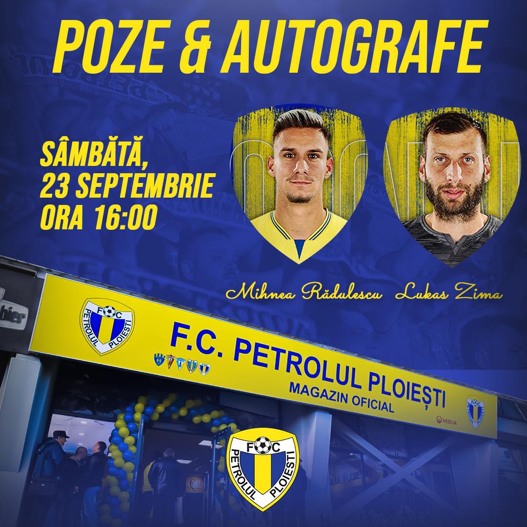 Sâmbătă, sesiune de poze şi autografe cu Mihnea Rădulescu şi Lukas Zima, la stadionul “Ilie Oană”