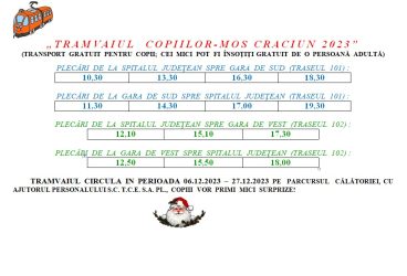 Programul de circulaţie Tramvaiul Copiilor Ploieşti 2023