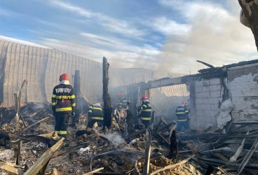 Incendiu la Ferma Dacilor. Update: Incendiul a fost lichidat. Bilanţul victimelor