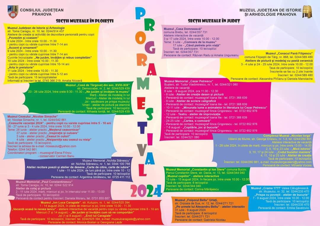 Ateliere pentru copii, în vacanţa de vară, la muzeele din Prahova Ateliere pentru copii, în vacanţa de vară, la muzeele din Prahova