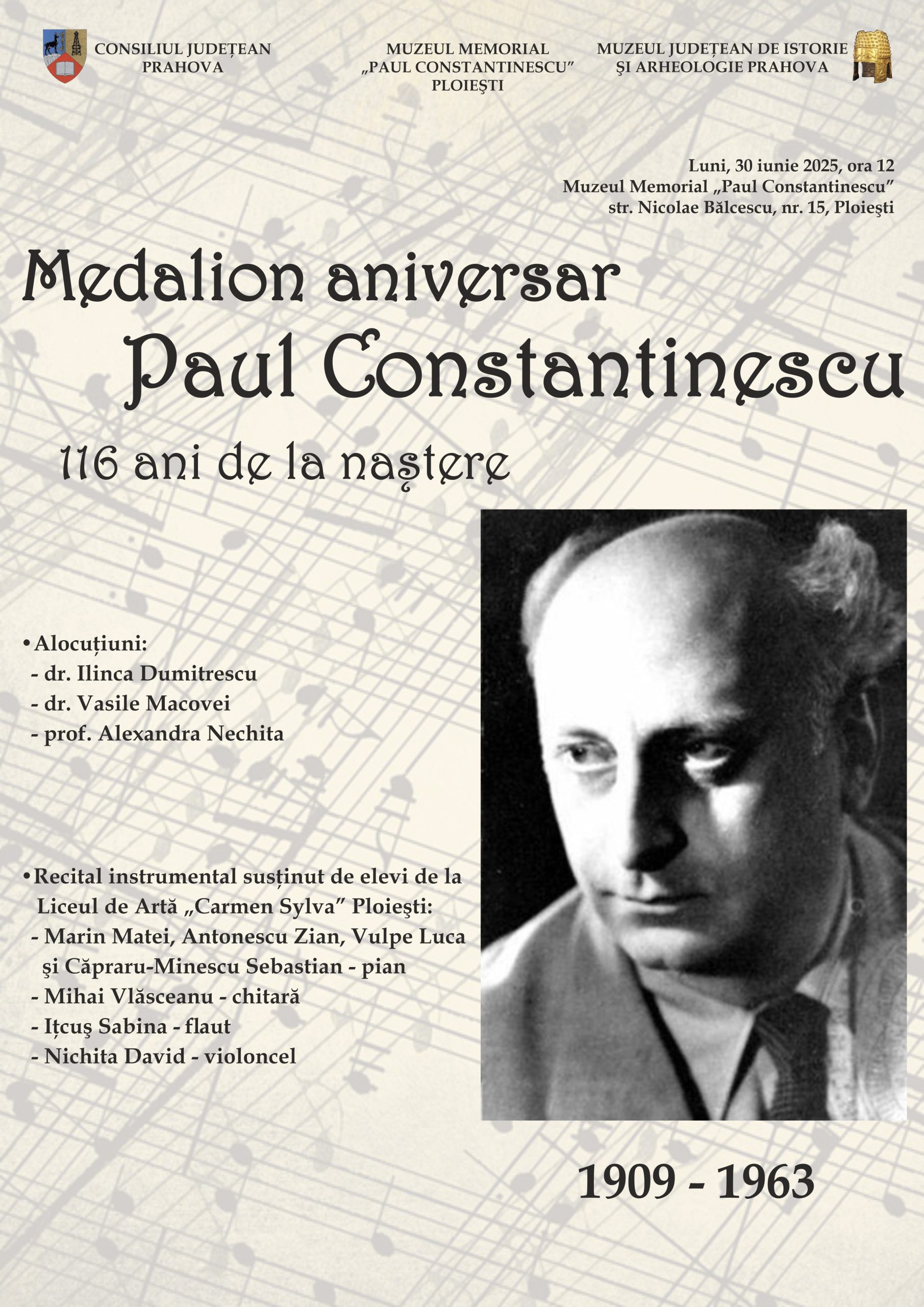 Medalion Aniversar – Paul Constantinescu -116 ani de la naștere