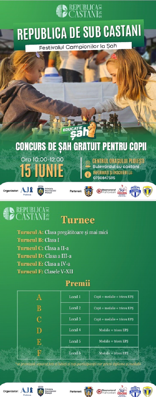 Concurs de şah pentru elevi, la Ploieşti