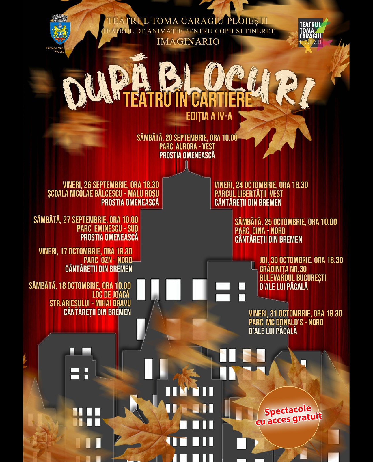 Spectacole de teatru în cartierele Ploieştiului – Vezi programul