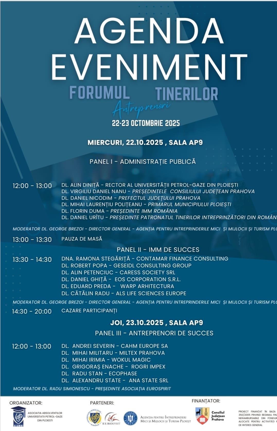 Forumul Tinerilor Antreprenori – Ediția I, 22–23 octombrie 2025, la UPG Ploieşti