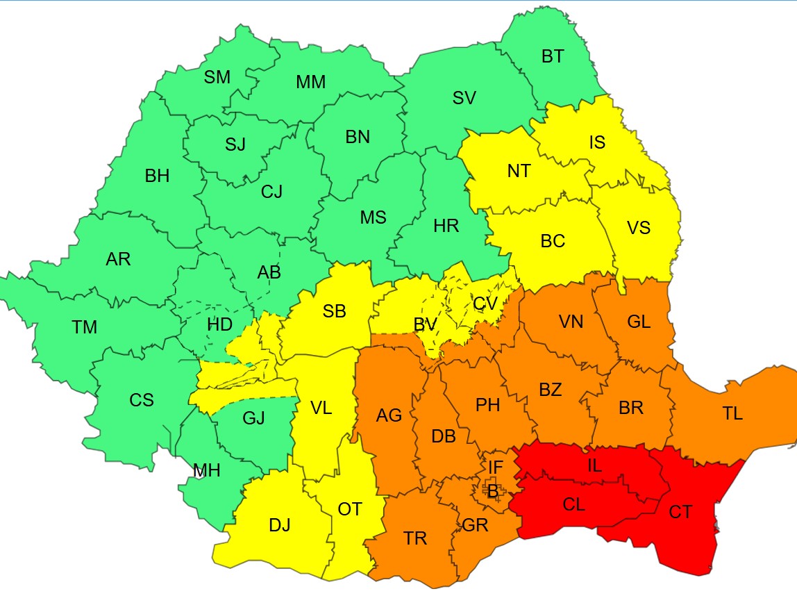 Prahova, sub cod portocaliu de ploi Prahova, sub cod portocaliu de ploi