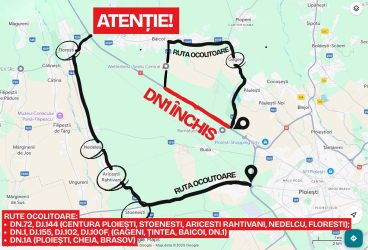 Trafic restricţionat pe DN1, la Movila Vulpii. Rute ocolitoare