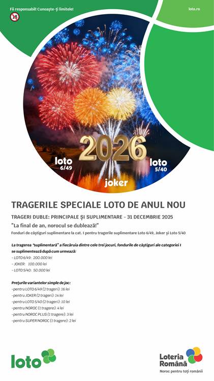 31 decembrie, Tragerile Speciale Loto de Anul Nou