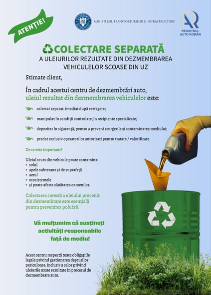 Campanie de colectare şi reciclare a uleiurilor uzate Campanie de colectare şi reciclare a uleiurilor uzate