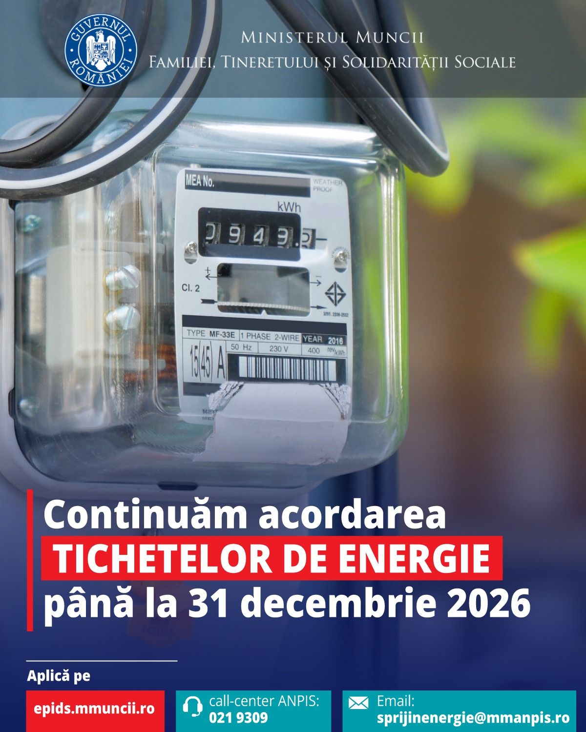 Acordarea tichetelor de energie continuă până la 31 decembrie 2026 Acordarea tichetelor de energie continuă până la 31 decembrie 2026