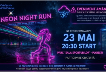Evenimentul Neon Night Run, reprogramat pentru 23 mai din cauza vremii nefavorabile