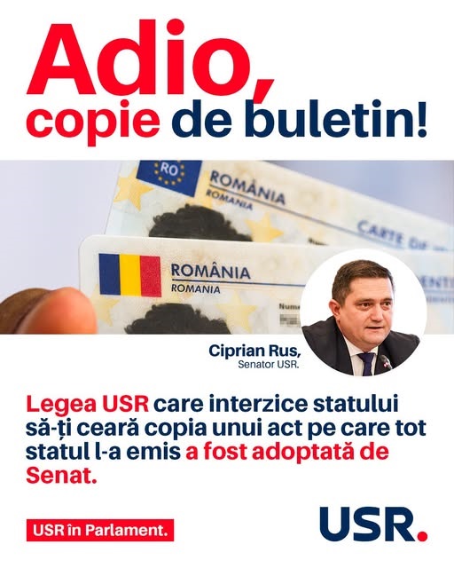 Legea care interzice instituțiilor statului să-și mai ceară copii după buletin a fost adoptată de Senat Legea care interzice instituțiilor statului să-și mai ceară copii după buletin a fost adoptată de Senat