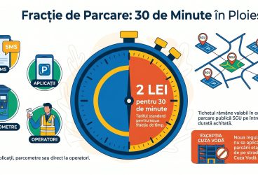 De azi, şoferii pot plăti şi doar 30 de minute pentru parcările publice din Ploieşti